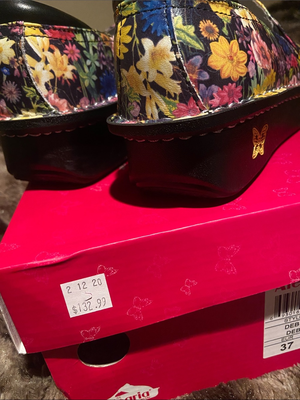 Alegria Black Floral Slip-On Clogs - Picture 6 of 13